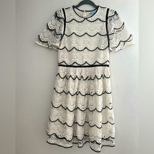 Draper James black and white lace chevron fit and flare dress women’s size 6